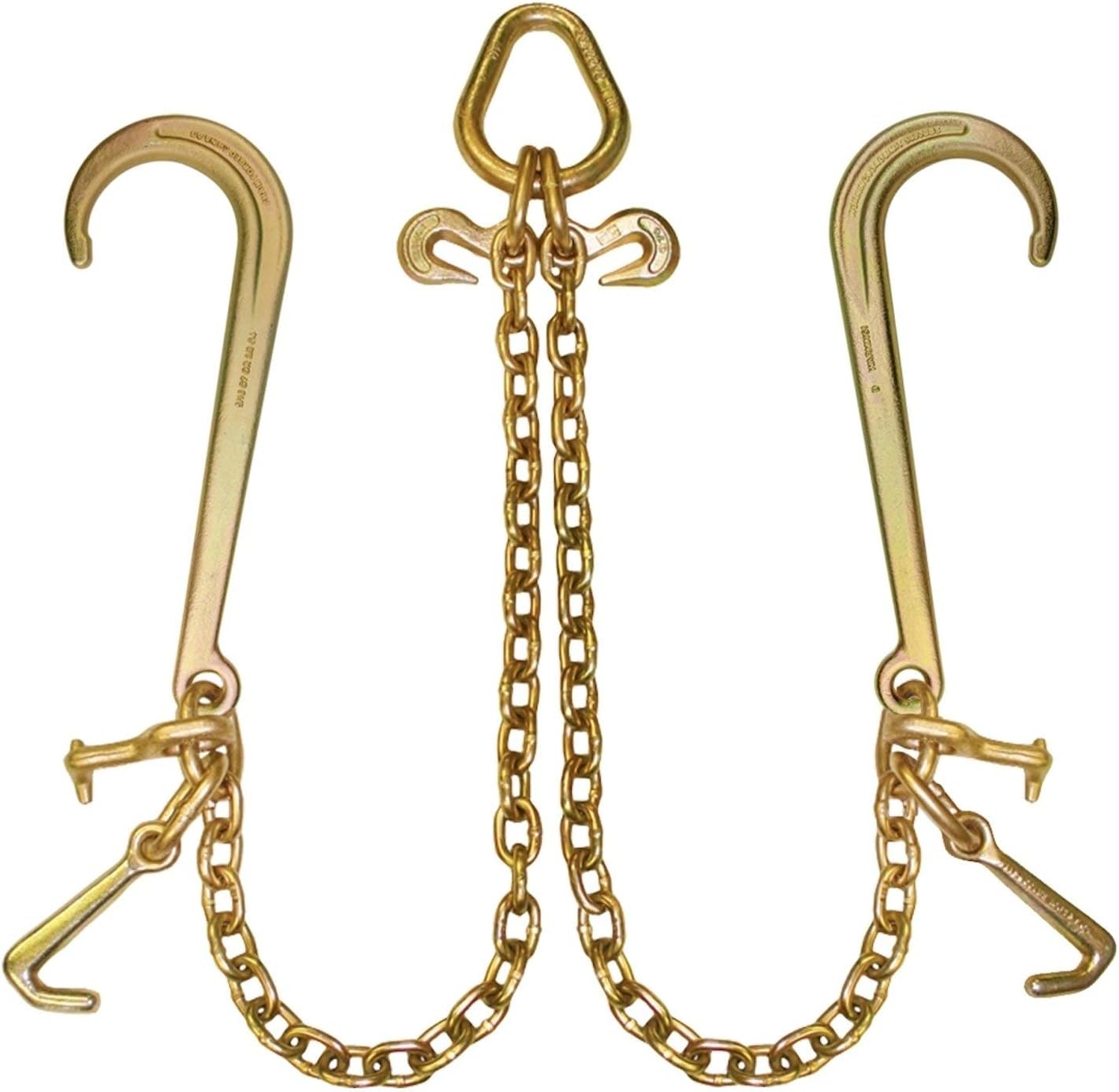 VULCAN Towing Chain Bridle - 15 and 4 Inch J and T Hooks - Grade 70 Chain - 47 Inch - 4,700 Pound Safe Working Load