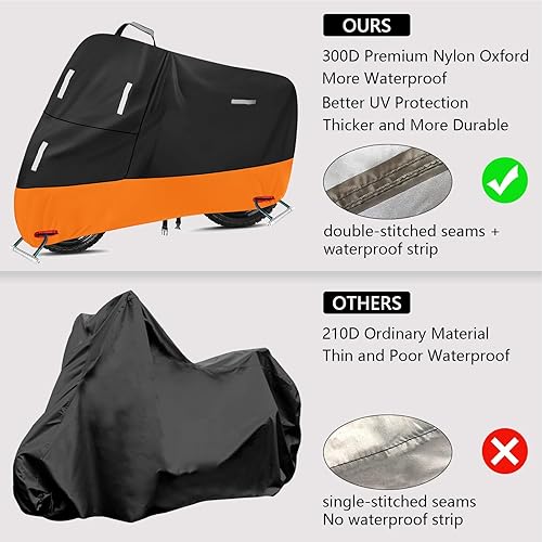 Vista 44 de SECELES Funda para moto de cross, 300D, impermeable, protección para todas las estaciones, apta para Fat Bob Honda VTX 1300 C Kawasaki Vulcan 900