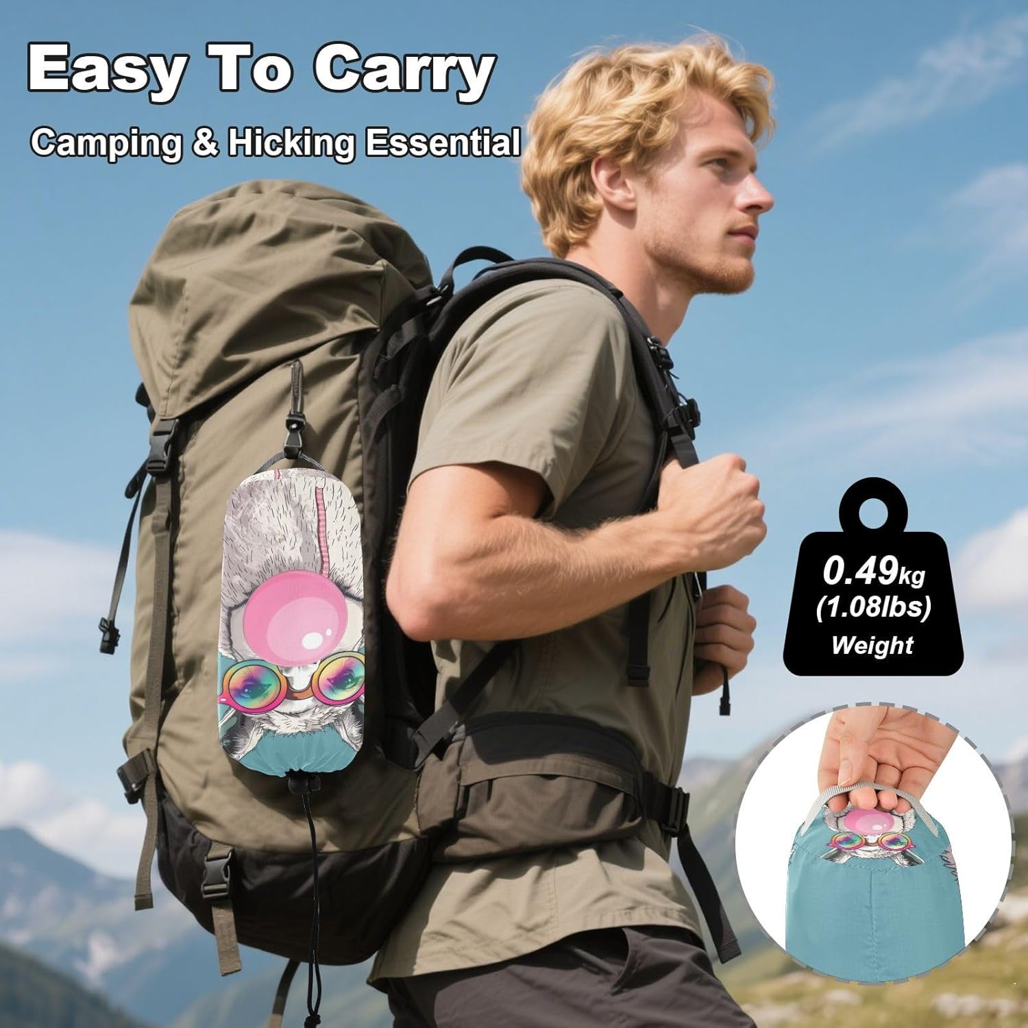 ALAZA Funny Llama Rainbow Glasses Camping Hammocks Single or 2 Person 500 lbs Portable Parachute Travel Hammock w/Tree Straps for Hiking Backpacking Indoor Outdoor