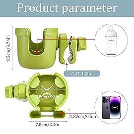 Suranew Adjustable Stroller Cup Holder with Phone Holder for Baby Stroller for Family Members