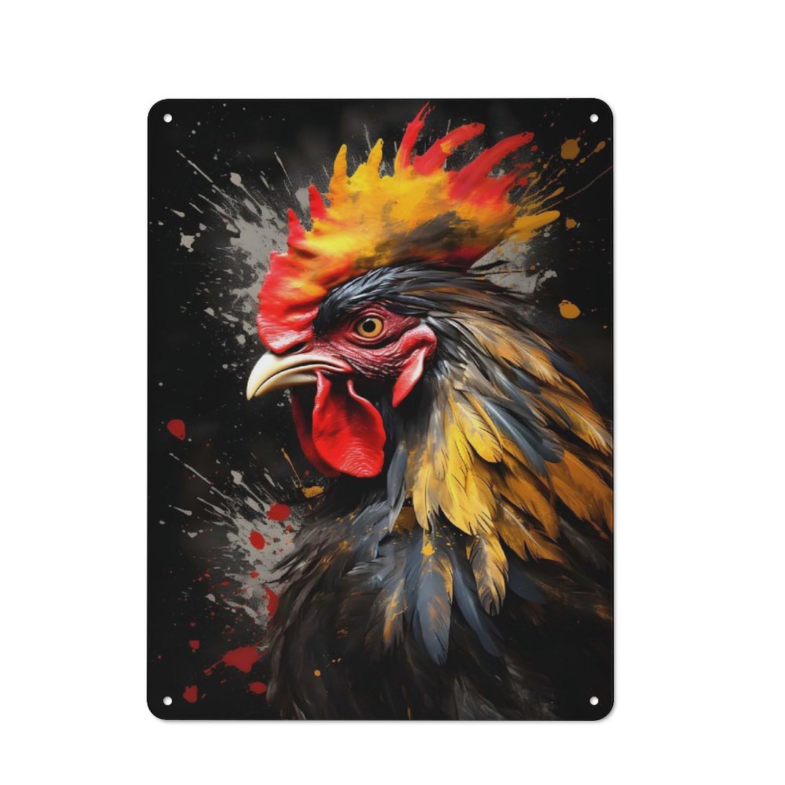 Junmoney Colorful Rooster Metal Wall Sign 40X30cm Featuring For Garage Or Workshop, For Vintage Wall Decor Fans, For Metal Sign Collectors