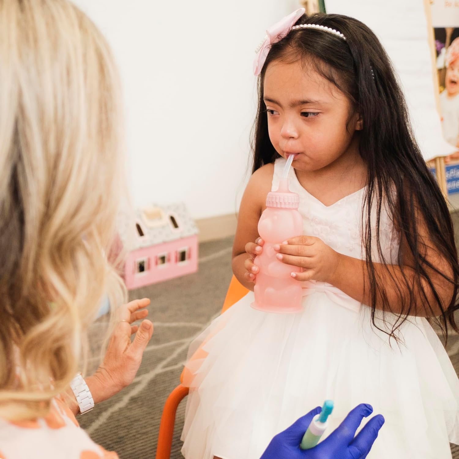 TalkTools Honey Bear Silicone Straw Cup, Dishwasher Safe Baby Drinking Bottle,Premium Food-Grade Material, Honeybear Sippy Cup for Ages 4+ Months, Kids and Toddlers (Single 8oz)-Bubblegum - Image 7