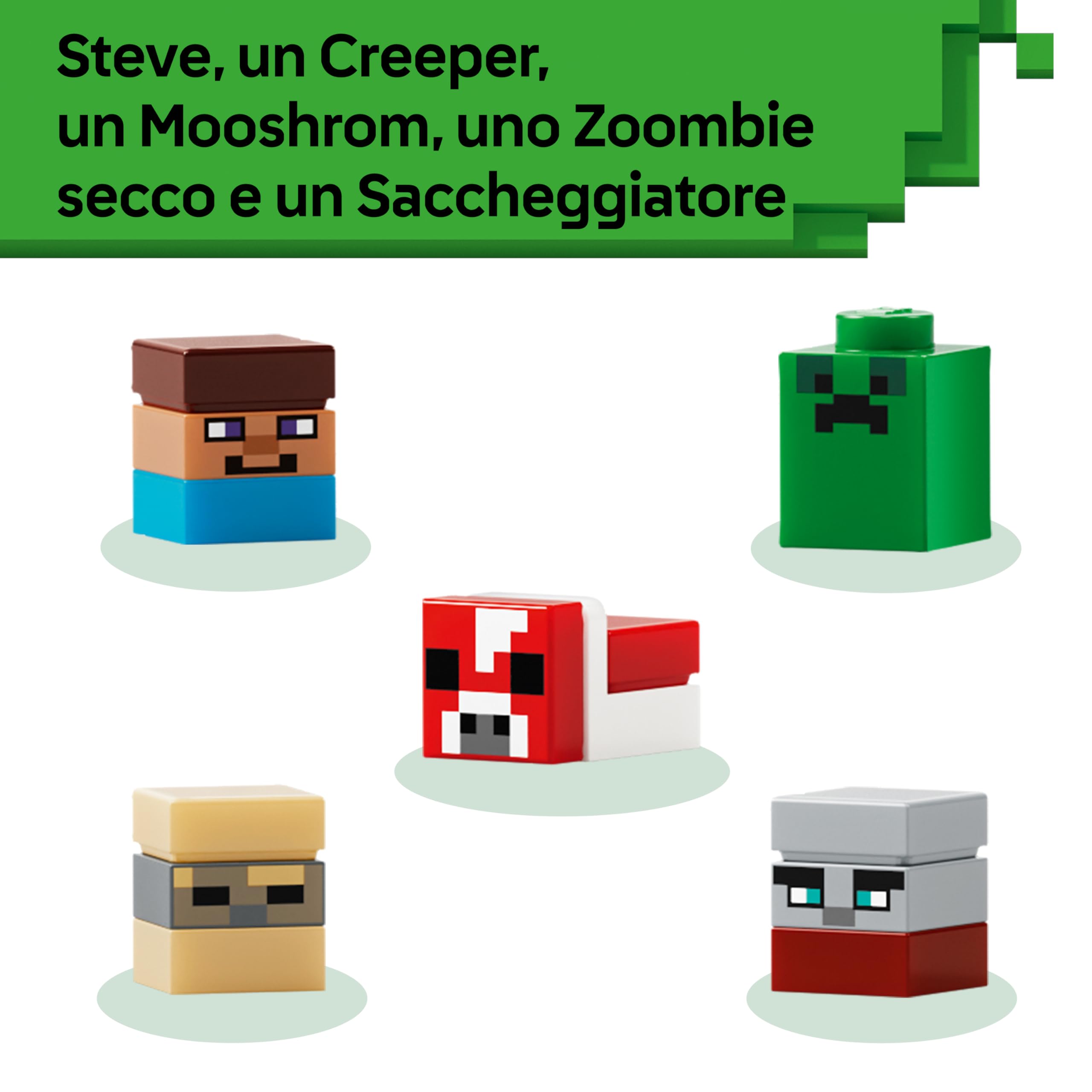 LEGO Minecraft Mini-Biomi Giocattolo - Decorazione Fai da Te in Miniatura per la Stanza da Gaming - Puzzle 3D con 5 Microfigure - Regalo per Gamer, Bambini, Bambine e Adolescenti da 12 Anni - 21589
