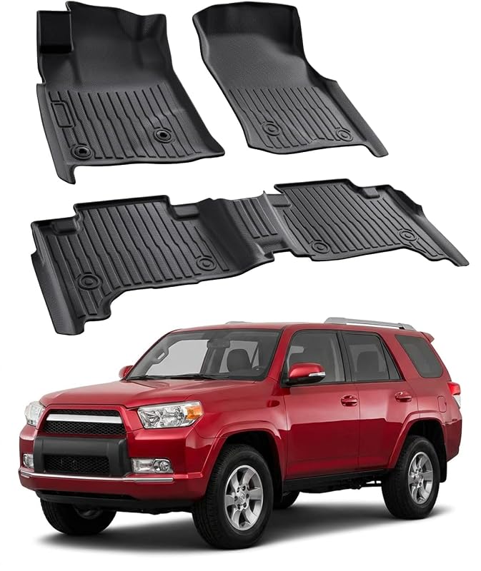 Tapetes automotivos sob medida para Toyota 4Runner 2003 a 2009 em TPE preto, conjunto com 3 peças