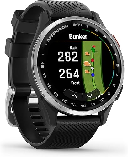 Miniatura 6 de Garmin Approach S44 Golf GPS Smartwatch bisel de aluminio plateado con banda de silicona negra con banco de energía Wearable4U Negro + Batería