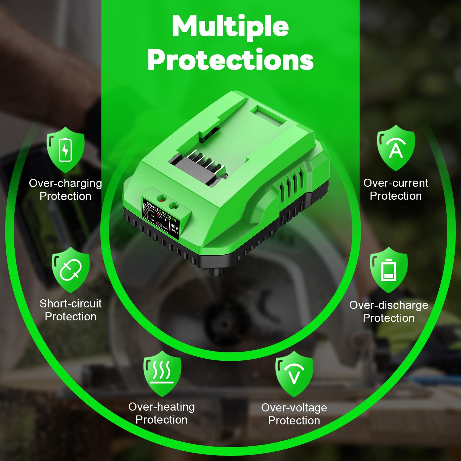 Greenworks ładowarka 40 V zamiennik ładowarki do akumulatora, kompatybilna z 29482 29252 20202 22262 29472 29462 Greenworks 40 V MAX zielone narzędzia elektryczne