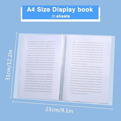 Miniatura 9 de Paquete de 4 libros de presentación A4, carpeta con fundas de plástico, 40 bolsillos con protectores de hojas, libro de exhibición de carpetas de