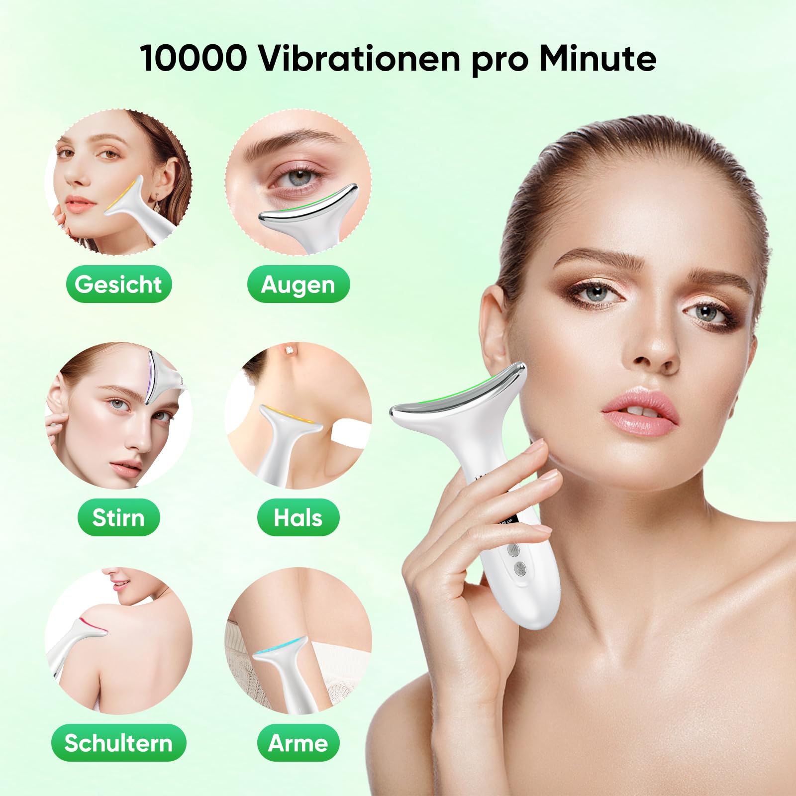Gesichtsmassagegerät Gesicht Massagegerät Face Gerät: 6 Modi EMS Anti Gegen Falten Massage Gesichtsgerät 7 Light Schönheit - 45℃ Beauty Hautstraffung Lifting Lichttherapie Massager Für Damen Herren