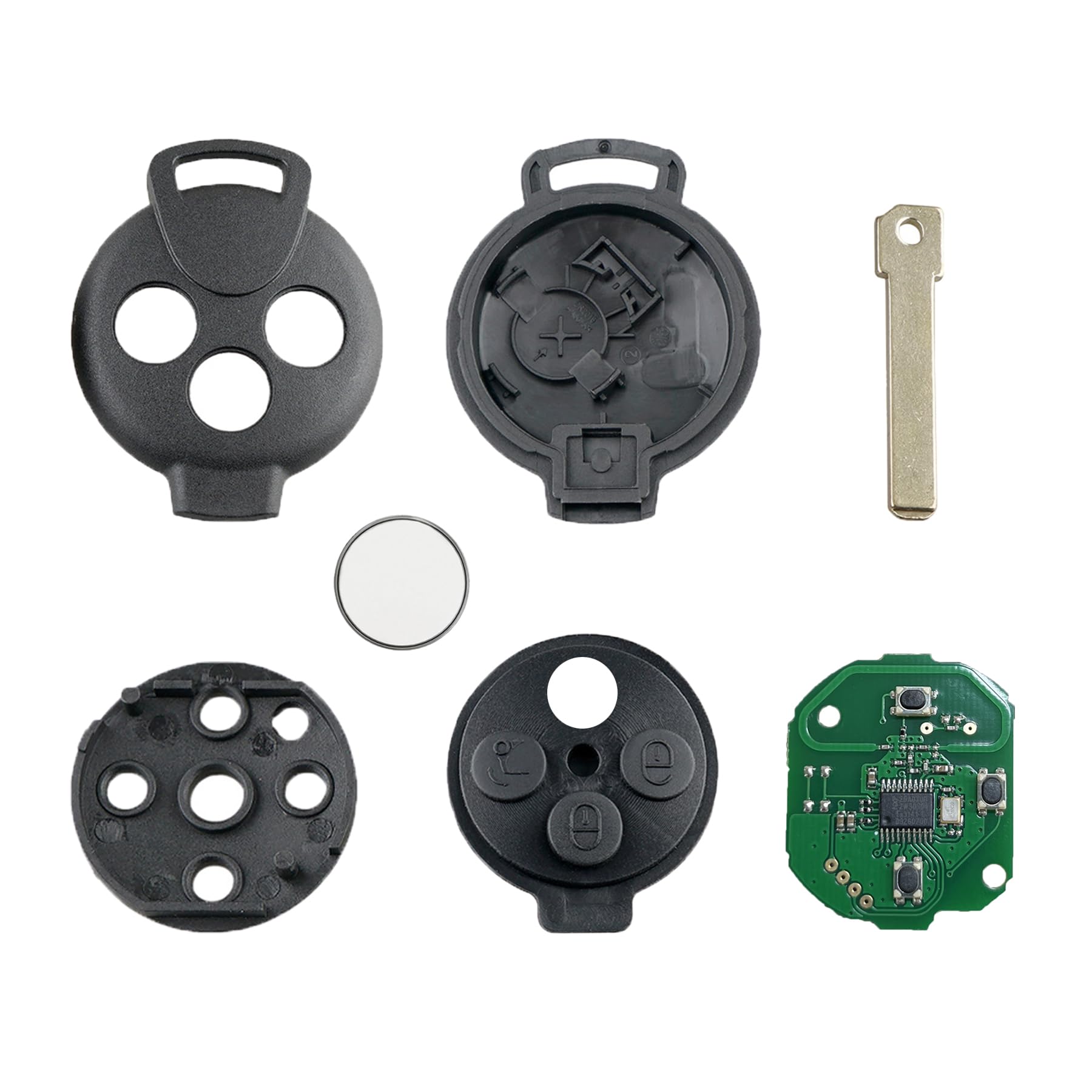 Heart Horse 3 Tasti Ricambio Chiave Telecomando Auto Compatibile Mercedes Benz Smart Fortwo 451 433MHz PCF7941