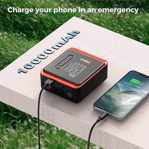 Miniatura 8 de Compresor de aire portátil para inflador de neumáticos, bomba de aire para neumáticos de automóvil con manómetro de presión de neumáticos (150 PSI y