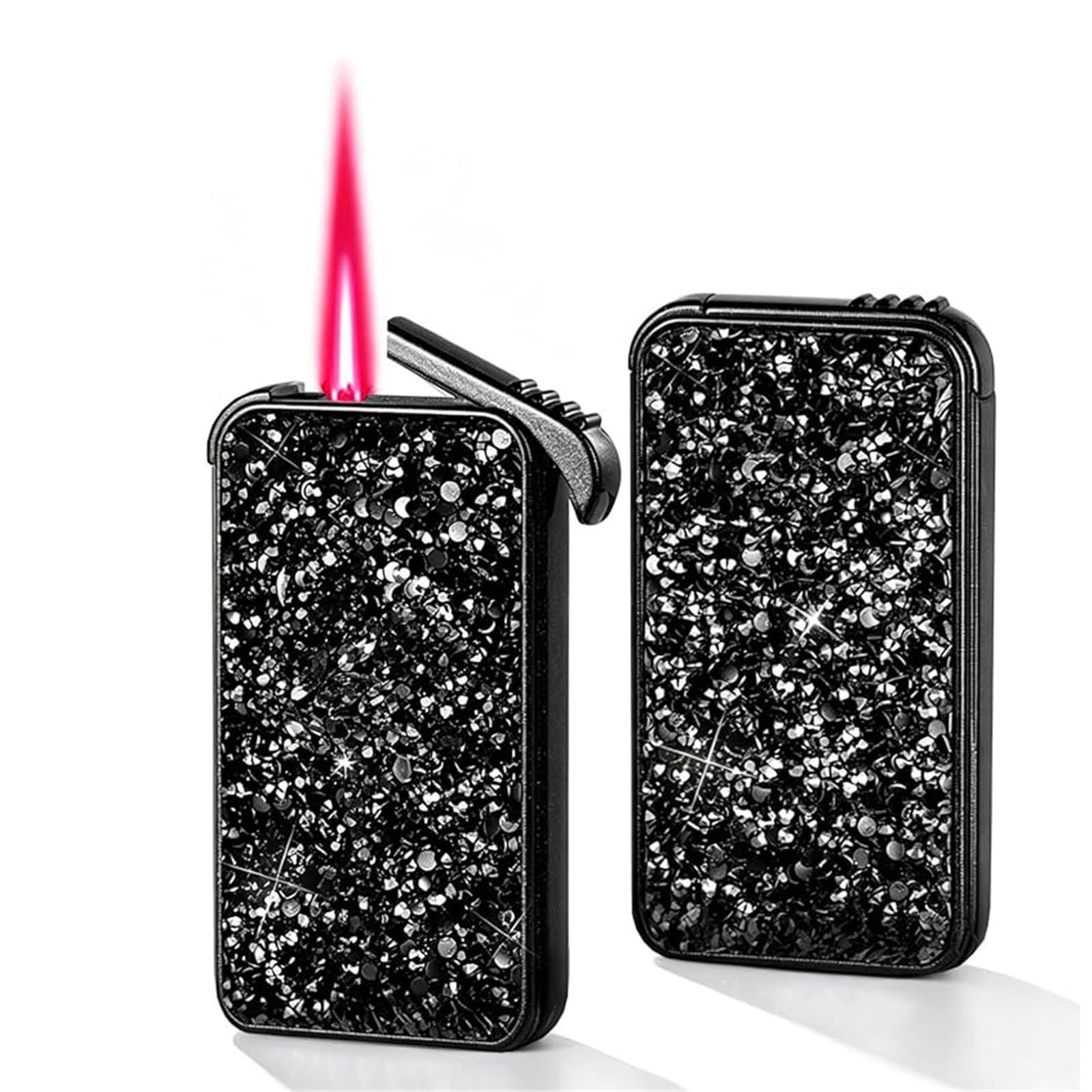 Stylish Rhinestone-Embellished Windproof Lighter — Ideal for BBQs, Outdoors, and as a Gift for Women(A)