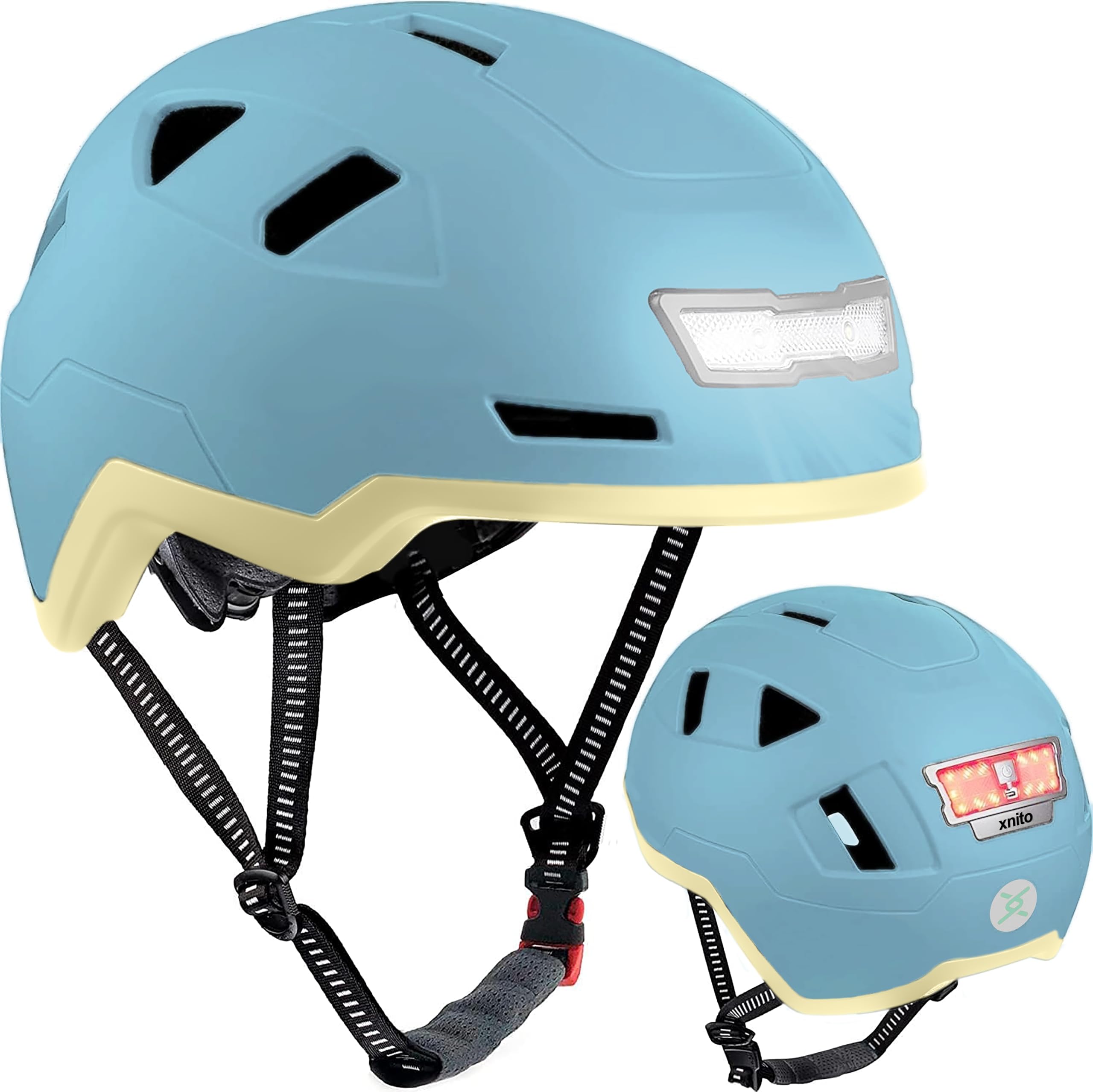XNITO Bike Helmet with LED Lights - Urban Bicycle Helmet for Adults, Men &amp; Women - CPSC &amp; NTA-8776 Dual Certified - Class 3 E-Bikes, Scooters, Onewheel, Commuter, Mountain