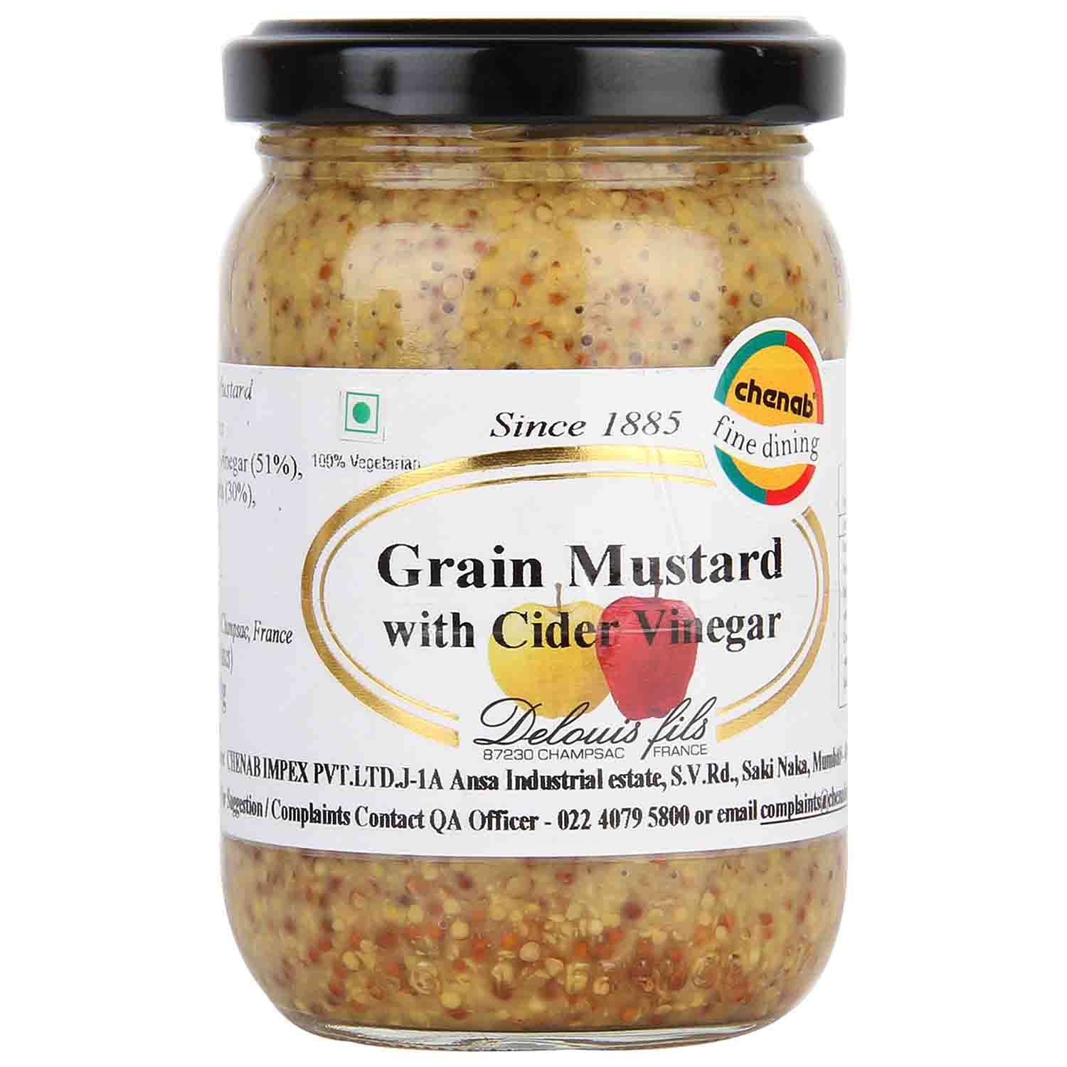 Deloius Grain Mustard with Cider Vinegar, 200G