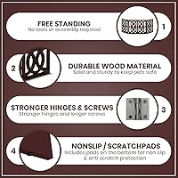 Vista 12 de Bundaloo Puerta independiente para perros, valla de madera decorativa expandible para perros pequeños a medianos, barrera para escaleras, puertas