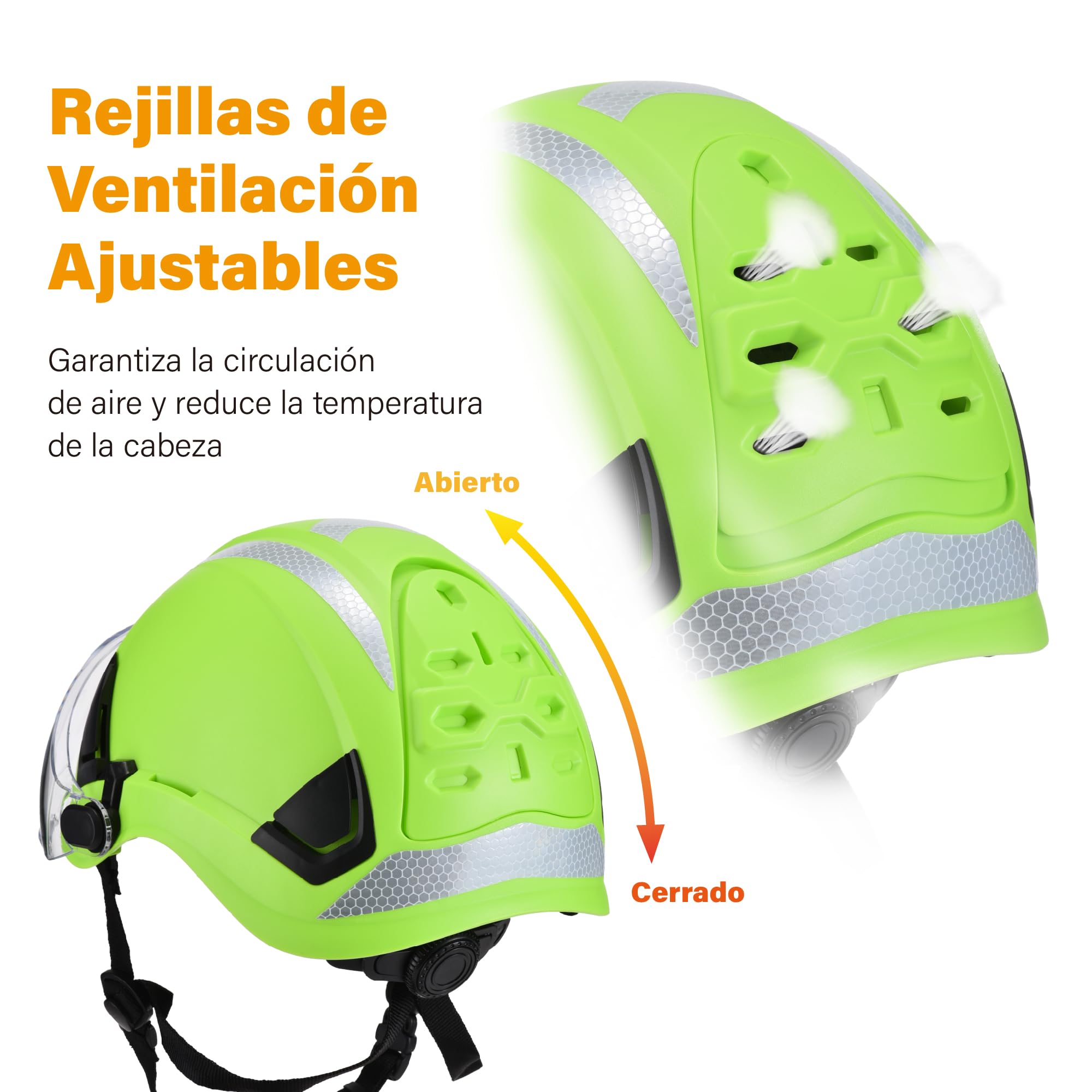 Safeyear Casco de Obra Homologado EN397 para Construcción, Casco de Seguridad con Orejeras Antiruido SNR 25dB y Visera Facial para Motosierra y Desbrozadora, Casco de Trabajo ABS con Gafas de Regalo