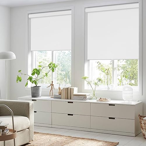 Didoya Persianas para ventanas de interior, persianas enrollables sin cordones con cenefa de casete 100% opacas, aislamiento térmico, ahorro de