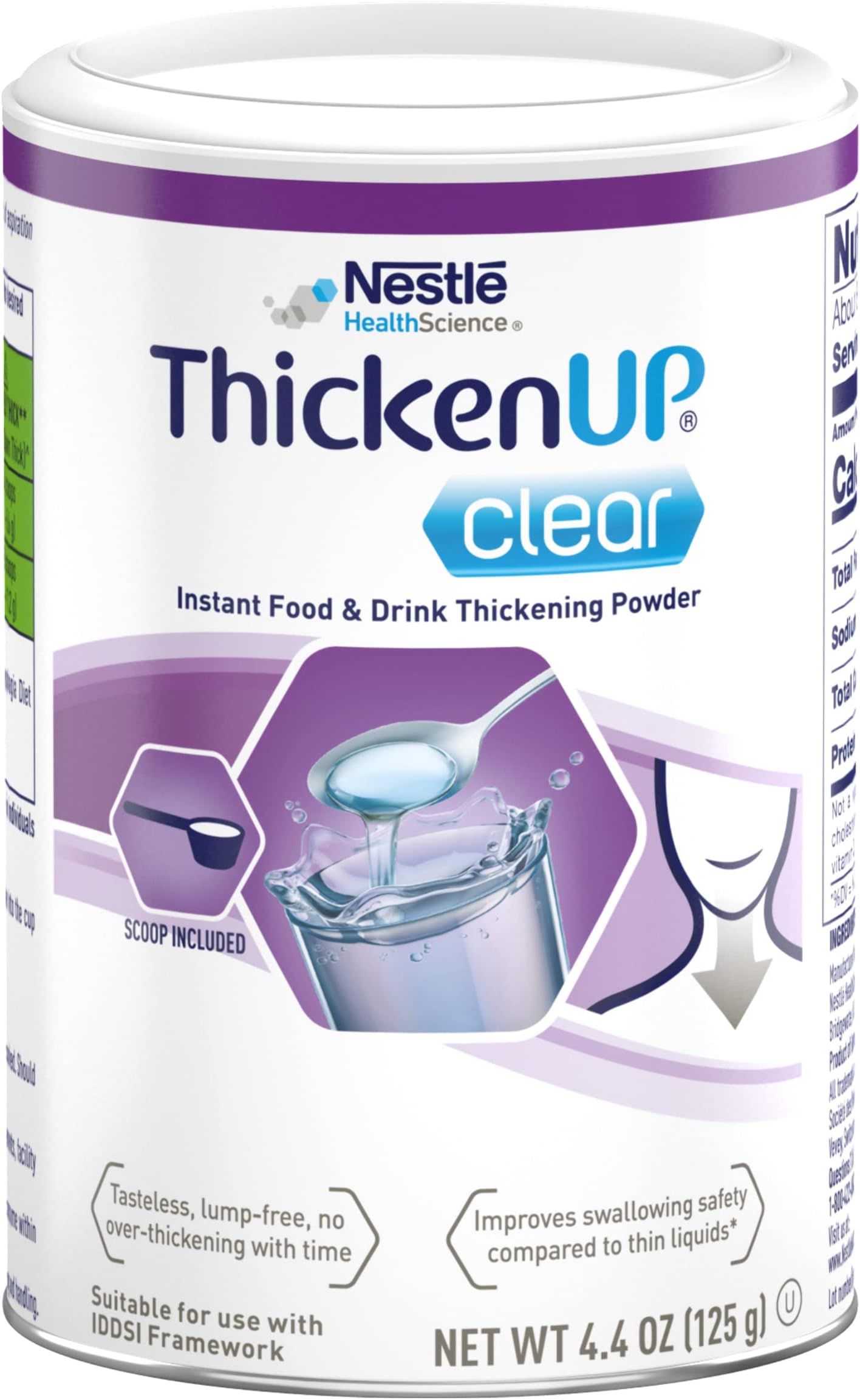 Thicken Up Clear Instant Food & Drink Thickener, Tasteless & Odorless Thickener for Liquids, For Dysphagia Patients, Unflavored, 4.4 Ounce, Pack of 1
