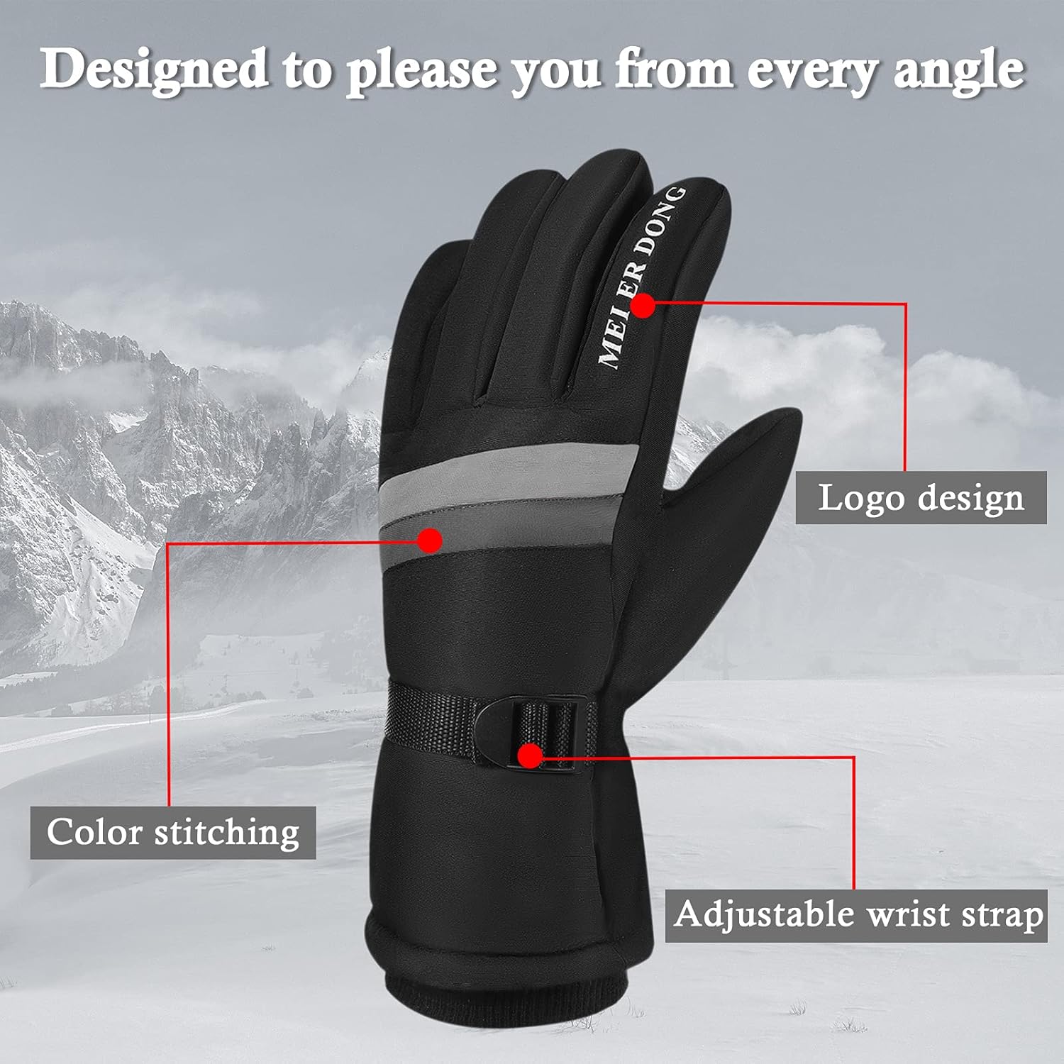 Syhood 2 Pairs Winter Snow Gloves for Men Women Waterproof Warm Ski Gloves for Cold Weather Windproof Snowboarding Outdoor - Image 4