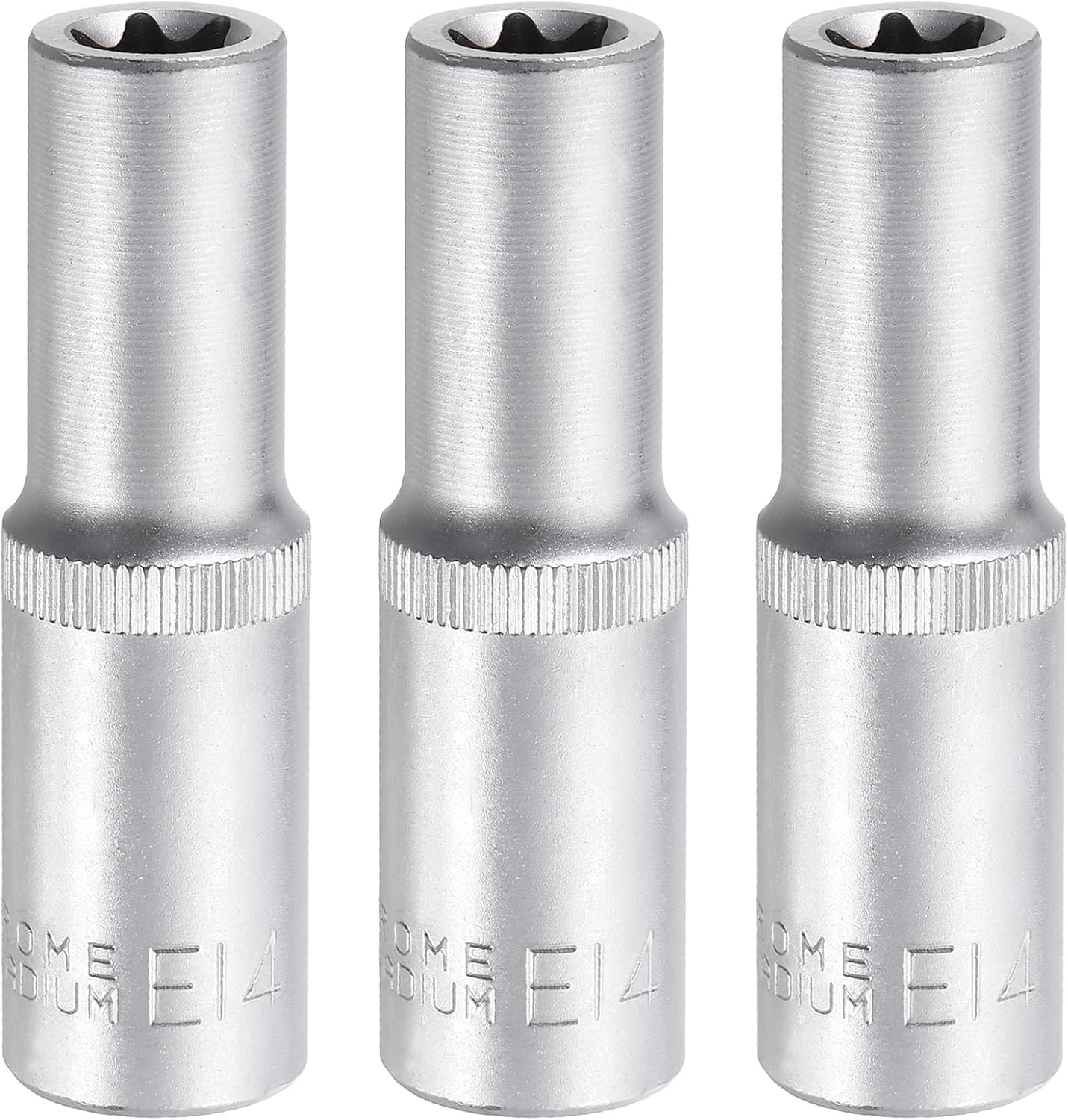 HARFINGTON 3pcs E-Torx Socket 1/2" Drive E14 External Torx Deep Socket CR-V 6 Point Spline Socket External Torque Star Female Bit Socket for Auto Repairs Home Maintenance DIY Hand-making