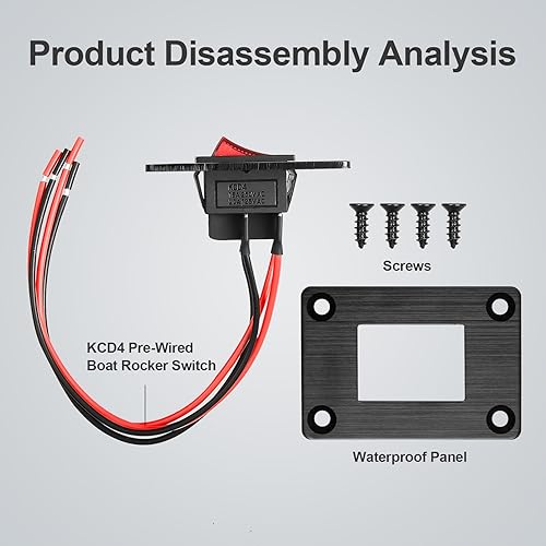 Vista 47 de Interruptor basculante de barco KCD1 negro de 2 posiciones y 2 pines SPST interruptor de panel 6A 250VCA 10A 125VAC, con 4 terminales azules 1pcs