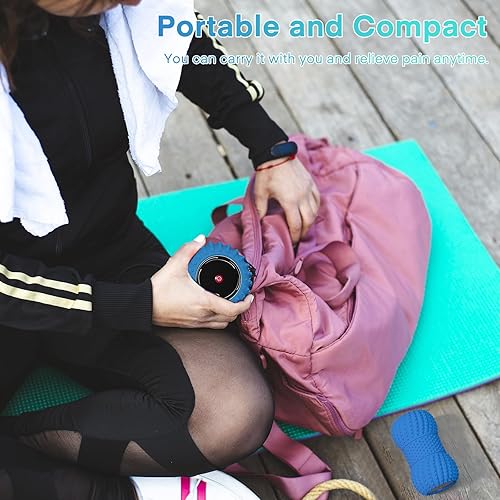 Miniatura 7 de Pelota de masaje de maní vibratoria 2 en 1 con 6 modos de masaje, bola de rodillo de masaje vibratoria recargable para recuperación muscular, azul