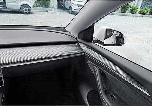 Miniatura 8 de Xotic Tech Set - Kit combinado de panel de tablero interior + cubierta de moldura de puerta, patrón de fibra de carbono mate, compatible con Tesla