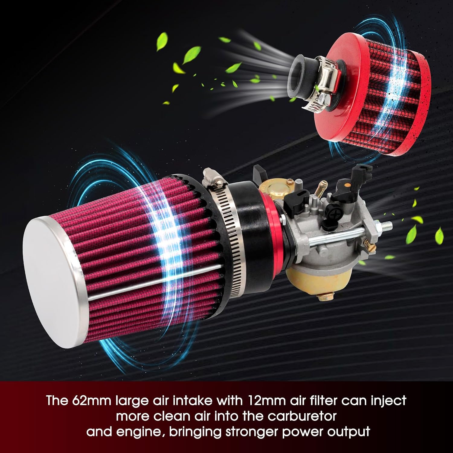 Upgraded 212 Air Fliter Adapter Kit for Predator 212cc Coleman CT200U BT200X B200R B200RSV KT196 Baja MB165 MB200 196cc 6.5hp Hond GX160 GX200 Engine Mini Bike Go Kart Stage 1 Performance Parts