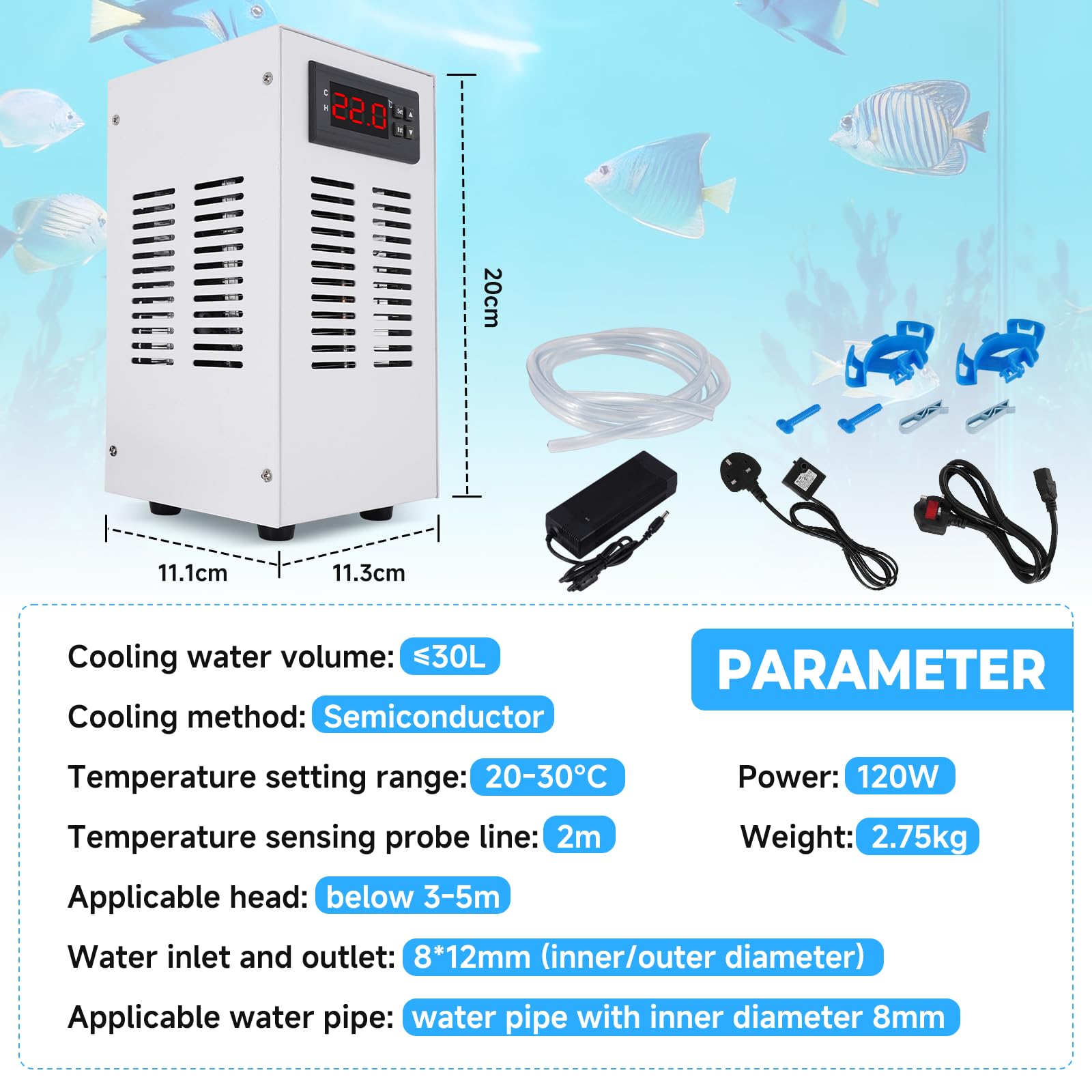 BAOSHISHAN 30L Mini acquario refrigeratore 120W Piccolo acquario refrigeratore per serbatoio di pesce