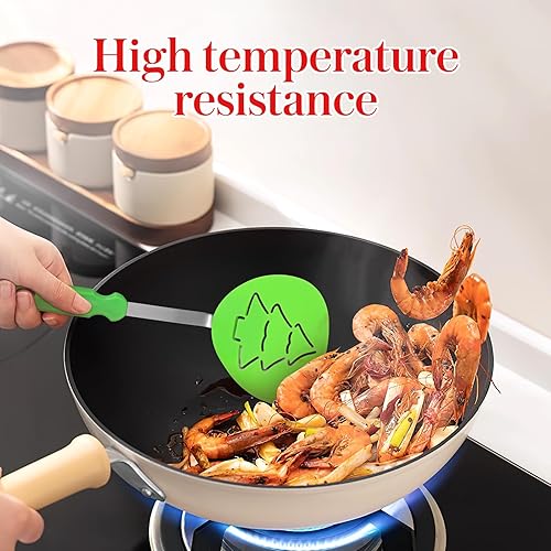 Miniatura 5 de Yardwe Juego de espátulas de Navidad de 6 piezas, espátulas de galletas de vacaciones, utensilios de cocina de silicona, herramientas de cocina,