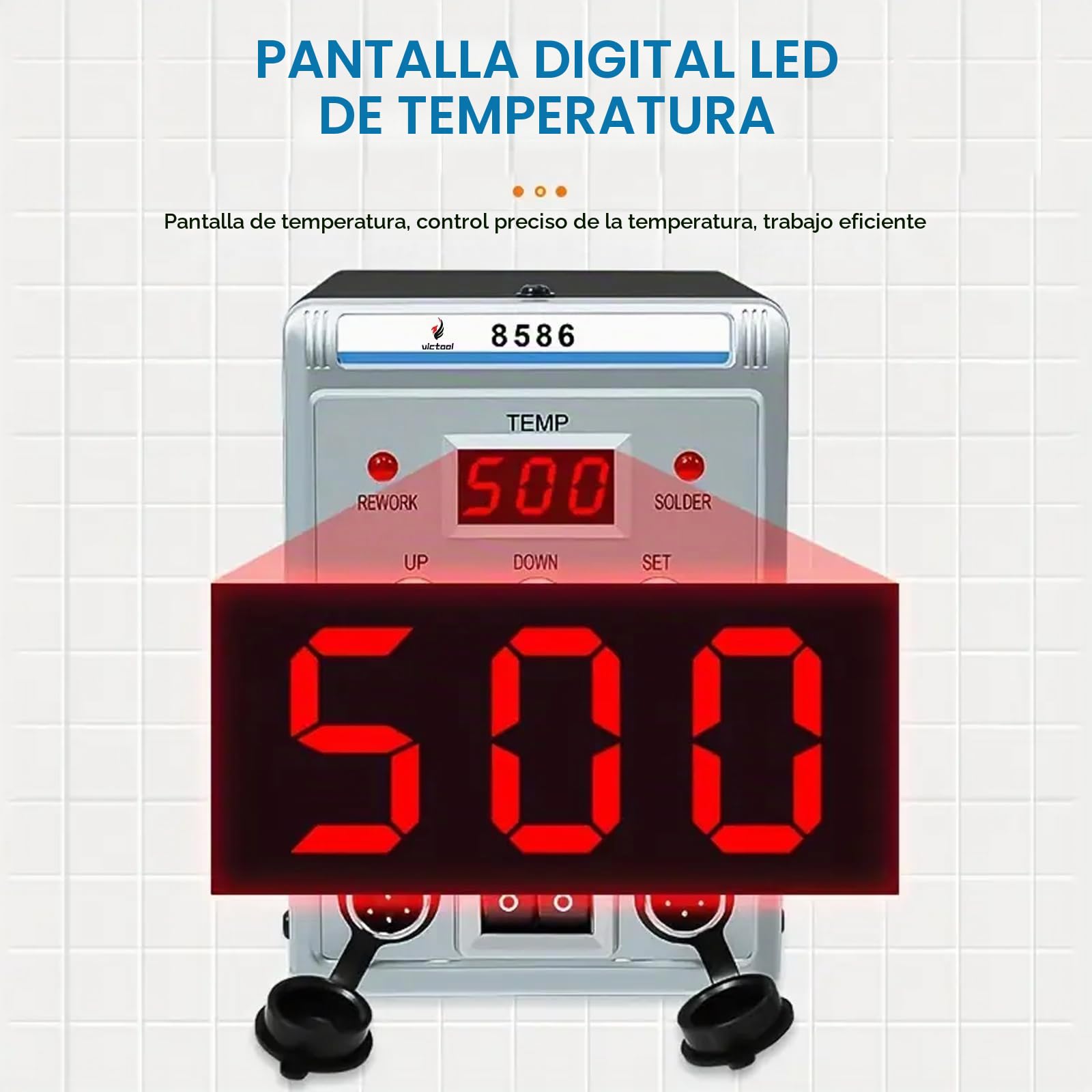 Estación de Soldadura 2 en 1, Juego de Soldador de Aire Caliente con 3 Boquillas de Aire, Temperatura Ajustable de 200 a 480 °C, Pantalla Digital, Profesional para Reparación Electrónica
