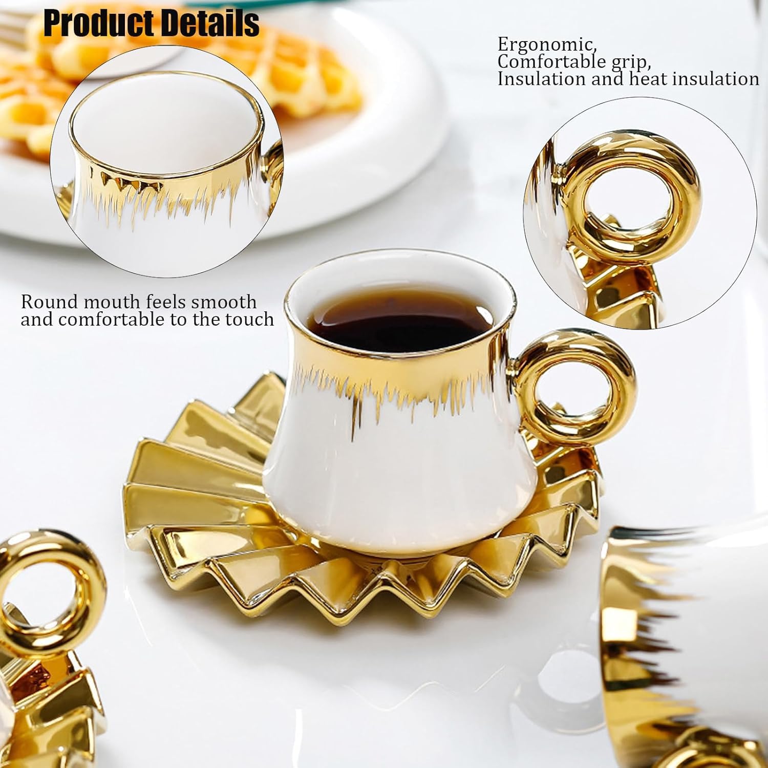 Turkish Coffee Sets LaModaHome Espresso Coffee Cups With Saucers Set Of ...