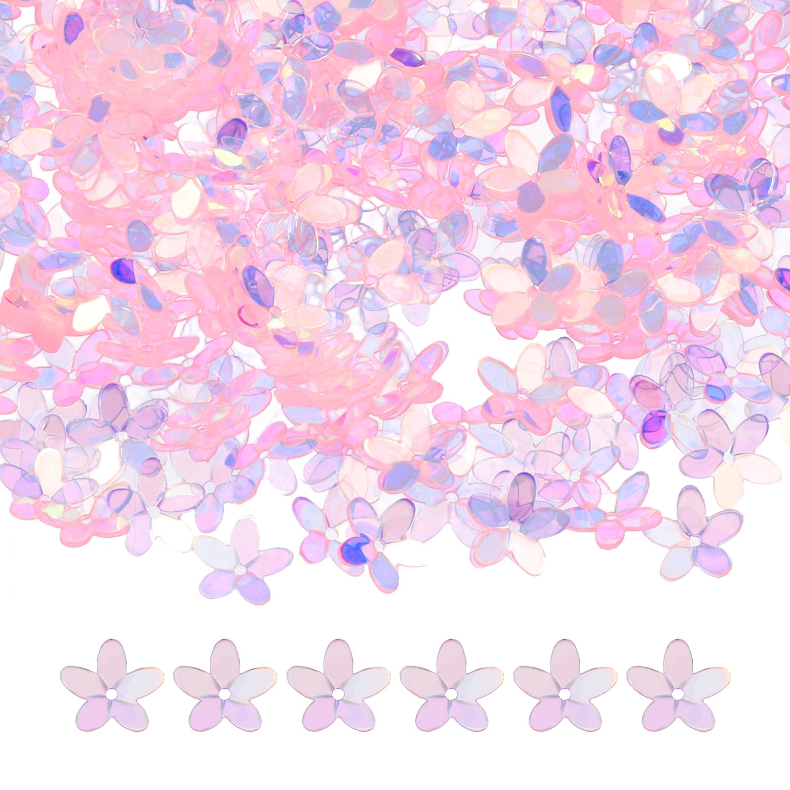 sourcing map 50 Gram Flower Loose Sequins 10mm Transparent Pink — image 1