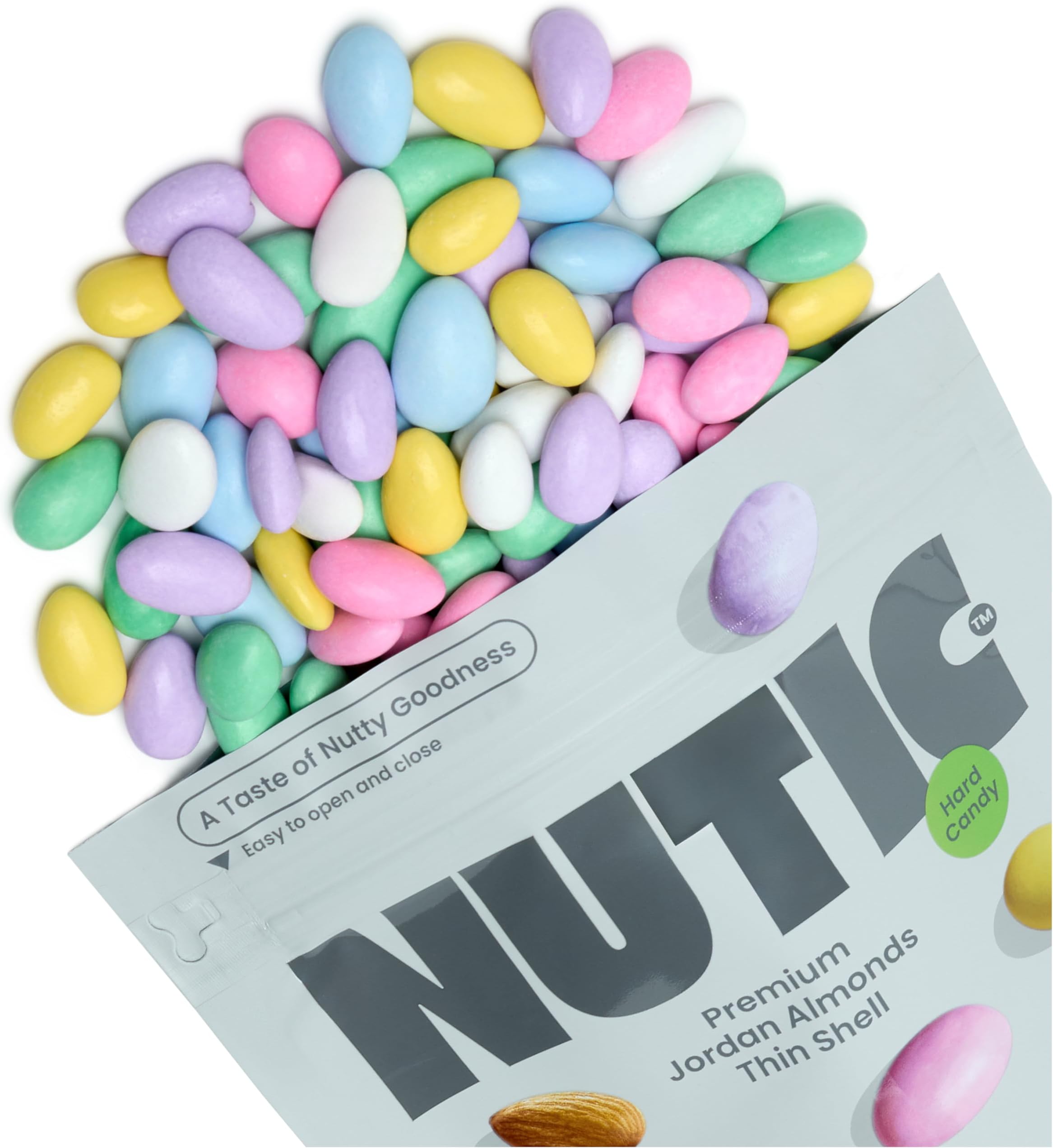 Nutic | Thin Shell | Premium Jordan Almonds Candy - 1LB, Wedding & Easter Italian Confetti Treat, Skinny Dipped, Pastel Colors, Assorted Colors, Made in USA - (Pack of 1)