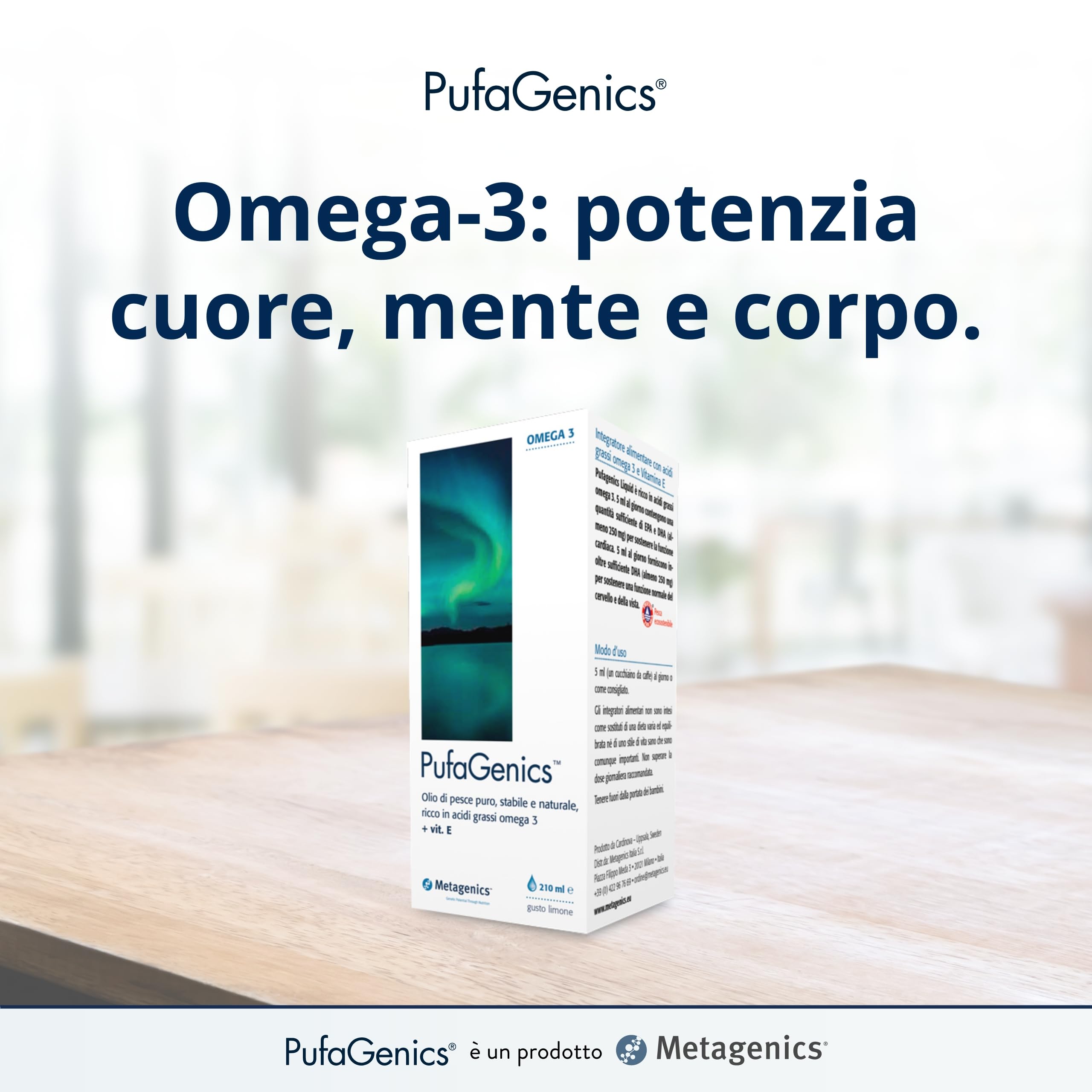 Metagenics PufaGenics Liquid - Omega 3 Liquido - 210 ml | Olio di pesce purificato in forma liquida, privo di retrogusto, ideale per chi ha difficoltà a deglutire le capsule.