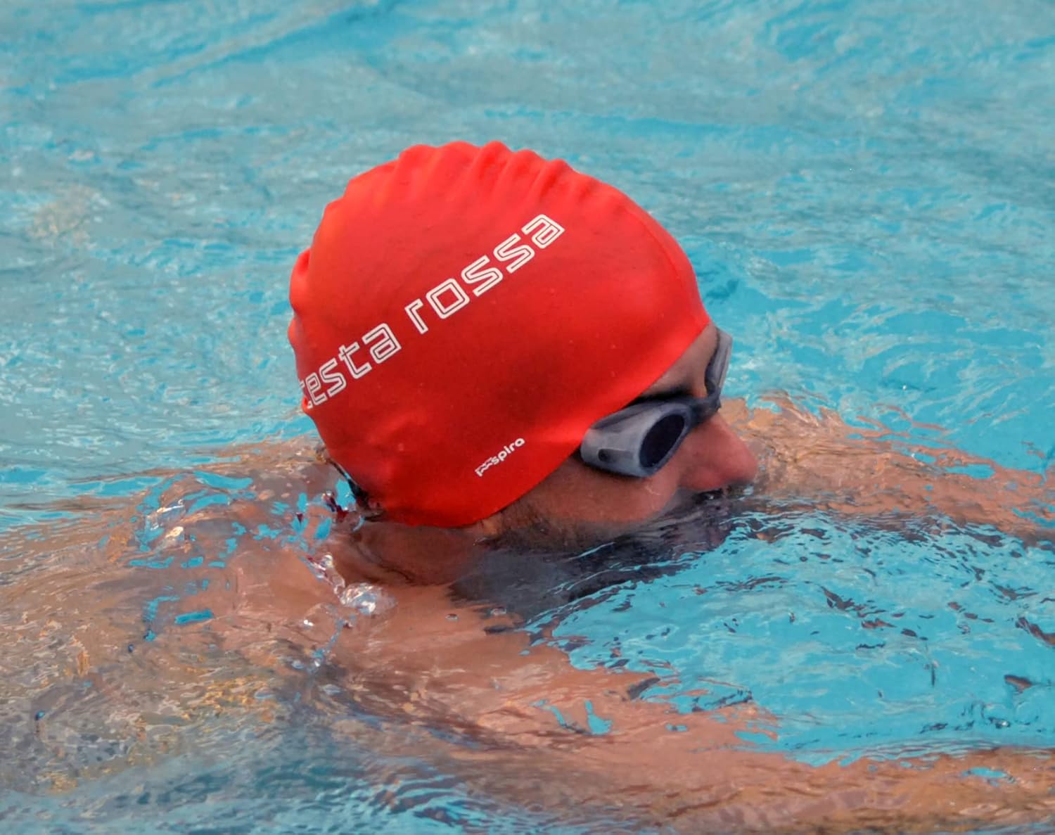 Testa Rossa Silicone Swimming Cap, Red - Image 4