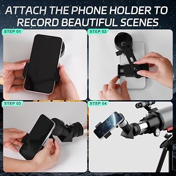 WOZEL 90600 Telescope for Adults Beginners | High Powered, Astronomy ,Portable, Professional Refractor, with Adjustable Tripod, Phone Adapter, Carry Bag