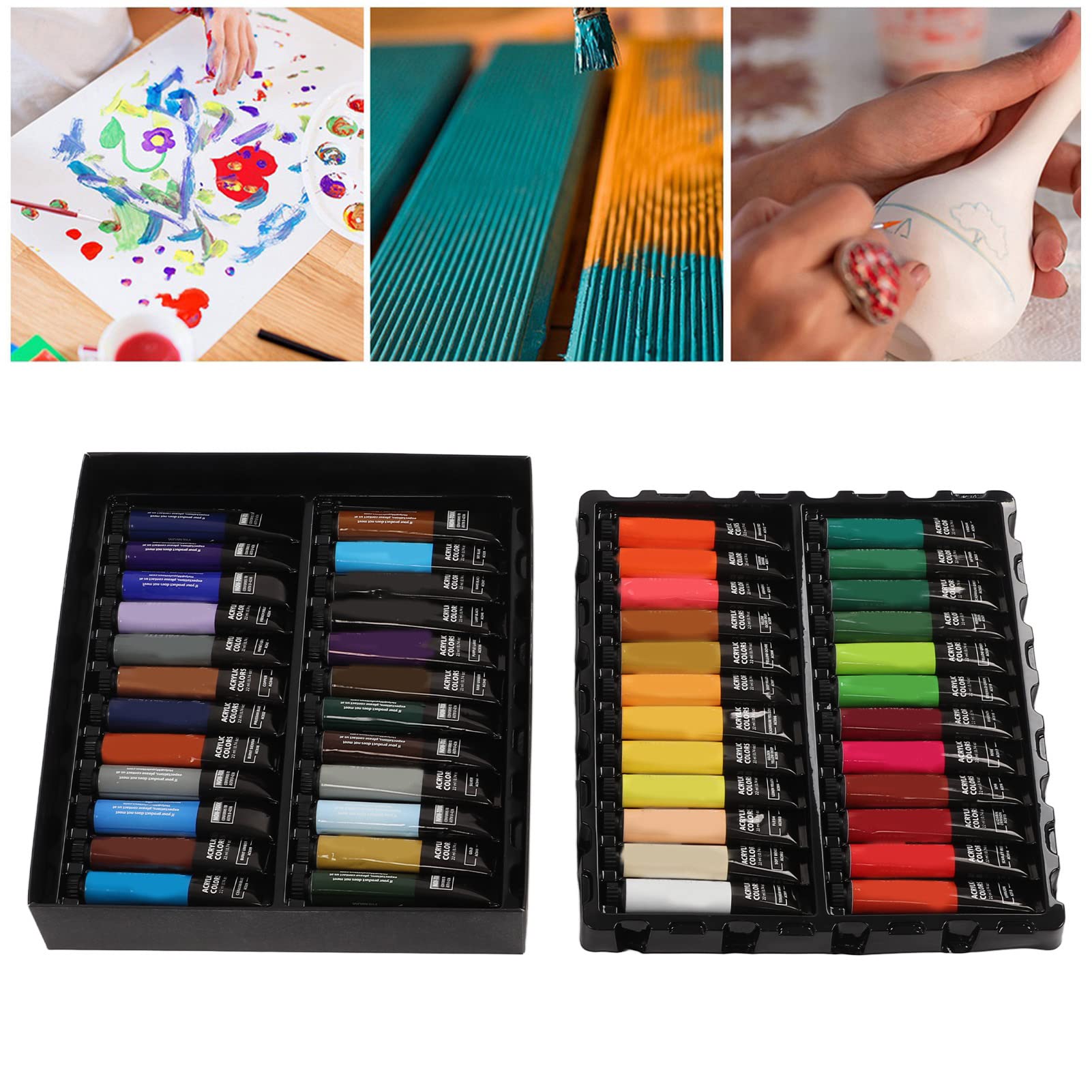 Acrylfarben-Set, 22 ml, professionelles Handwerks-Malset, Acrylfarben-Set, Acrylfarben-Malerei, Pigment-Malset, Malzubehör zum Malen
