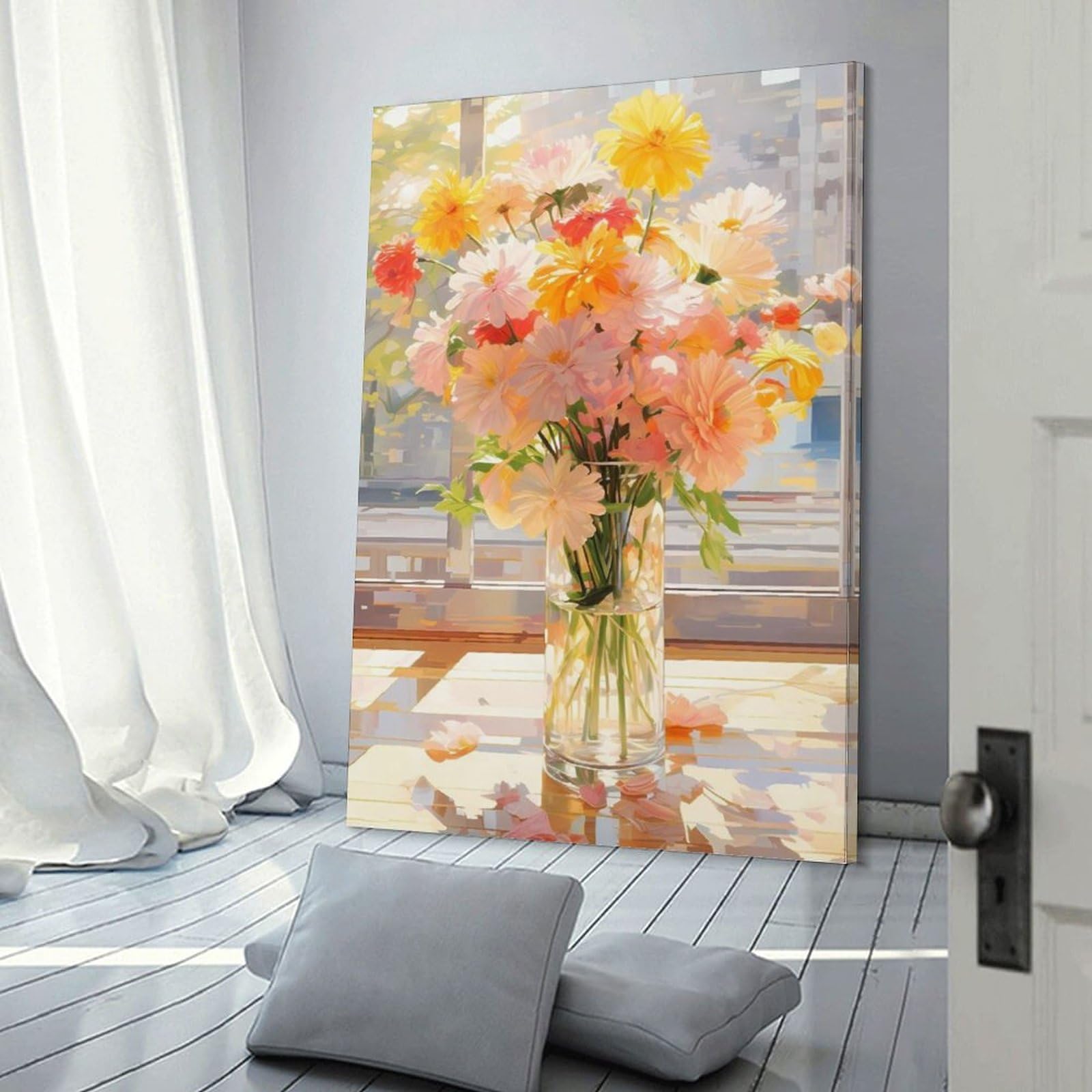 Amazon.co.jp: 絵画 ガラスの花瓶の花インテリア 絵画 カラフル