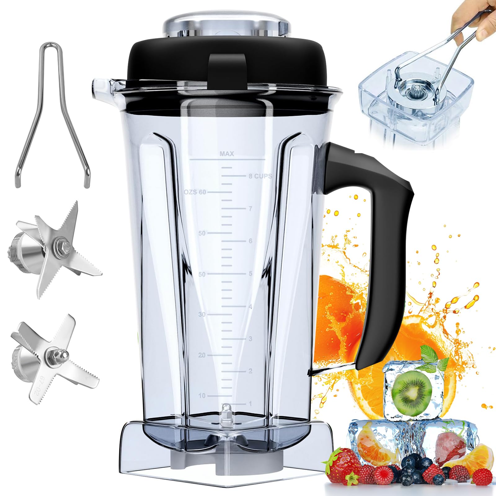 Leepenk 64OZ 5200 Blender Pitcher Fit for Classic C-Series Blender Replace 5200 6300 5000 5500 4200 4500 750 60865 62827 Blender Cup Replacement Accessories Fit with Blender Blade Assembly