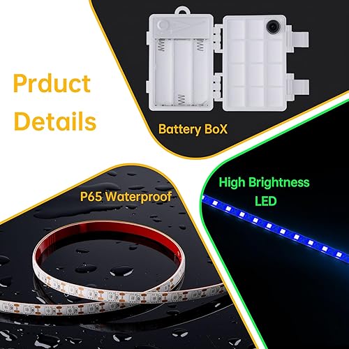 Marine LED Strip Lights with Battery Box for Pontoon Under Deck Lights, Battery Operated Boat Interior Lights for Fishing Sailboat Kayak, Boat Accessories, Blue, 5m (16.4ft)