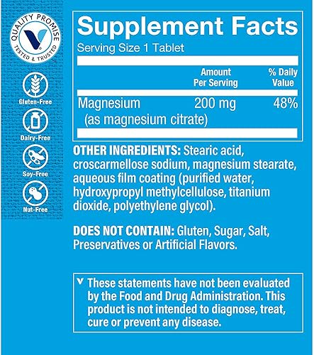 Miniatura 2 de The Vitamin Shoppe Citrato de magnesio 200 mg - Relajación muscular, salud ósea y producción de energía, altamente absorbible (100 tabletas)