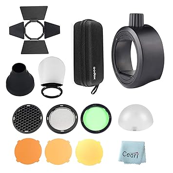 Godox AK-R1 Round Head Accessories Kit + Godox S-R1 Flash Head Adapter for Godox V860II V850II TT685 TT600, Canon Nikon Sony Flash Speedlite