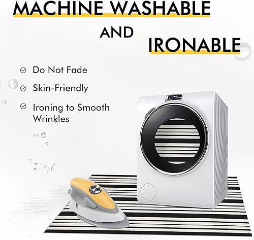 Miniatura 5 de KOZYFLY - Tapete a rayas blancas y negras de 3 x 5 pies, tejido de algodón, lavable, color negro, alfombra para interiores y exteriores, como tapete