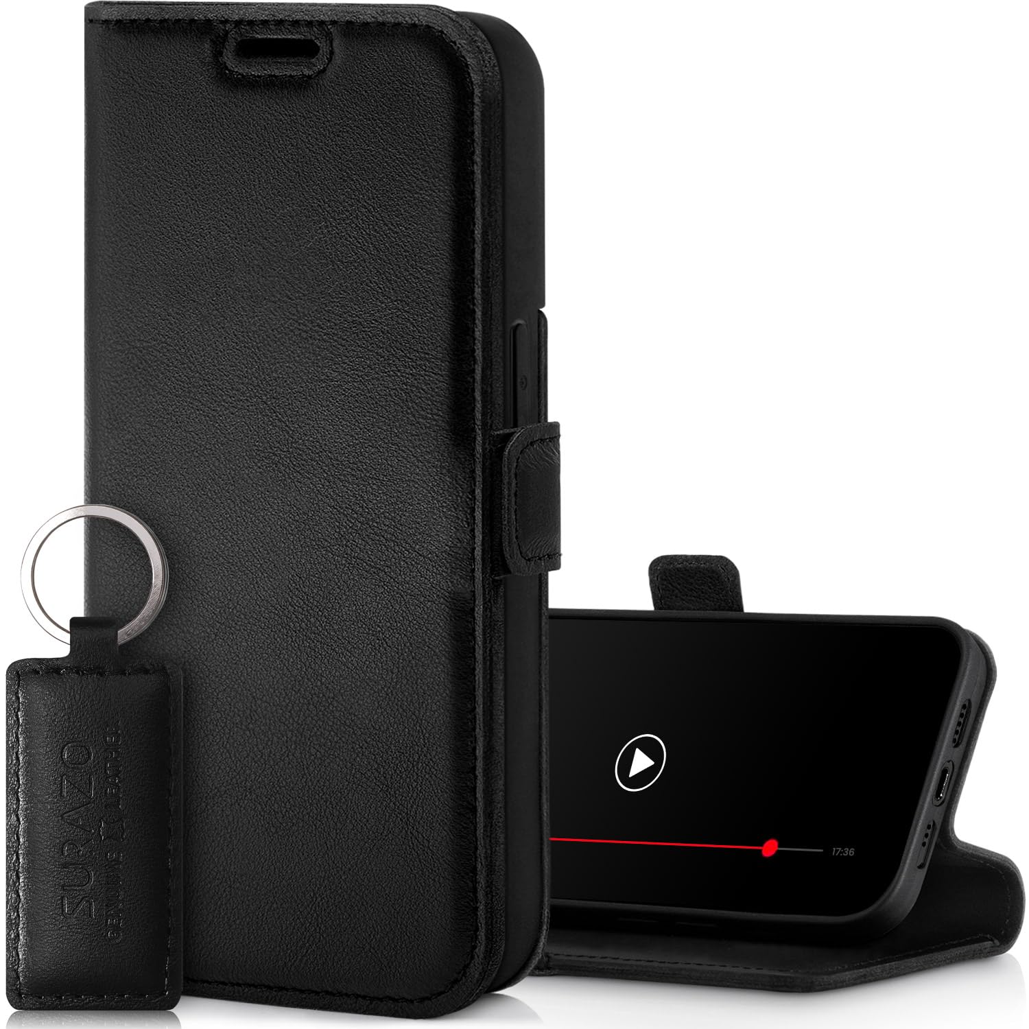 Surazo Leather Wallet Mobile Phone Case Compatible with Apple iPhone 15 Pro