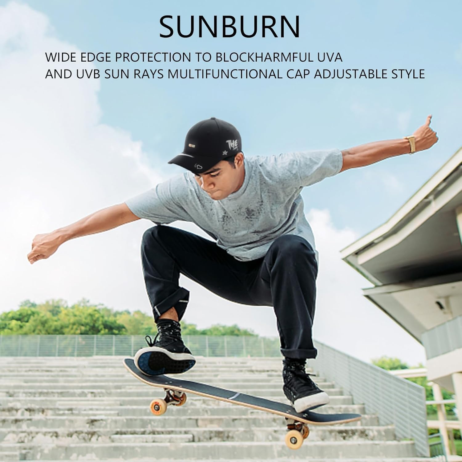 Trendy Unisex Graffiti Baseball Cap, Adjustable Cotton Baseball Cap for Men & Women, Athletic Streetwear Hat, Navy Blue - Image 3