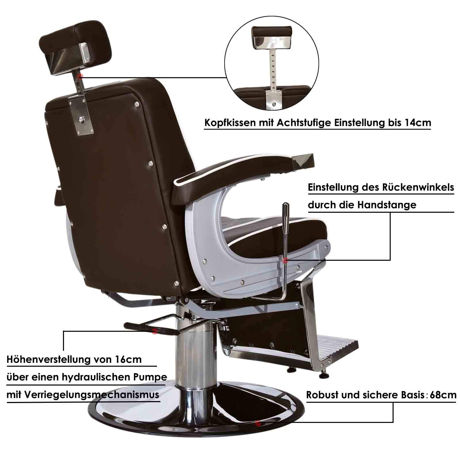 BarberPub 3810BR - Sedia idraulica per parrucchieri, colore: marrone