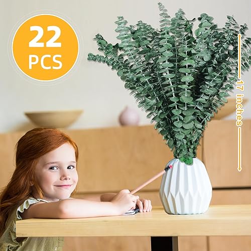 Miniatura 25 de 12 tallos de eucalipto secos para ducha, planta de ducha preservada de 17 pulgadas, hojas de eucalipto reales frescas para colgar en la ducha
