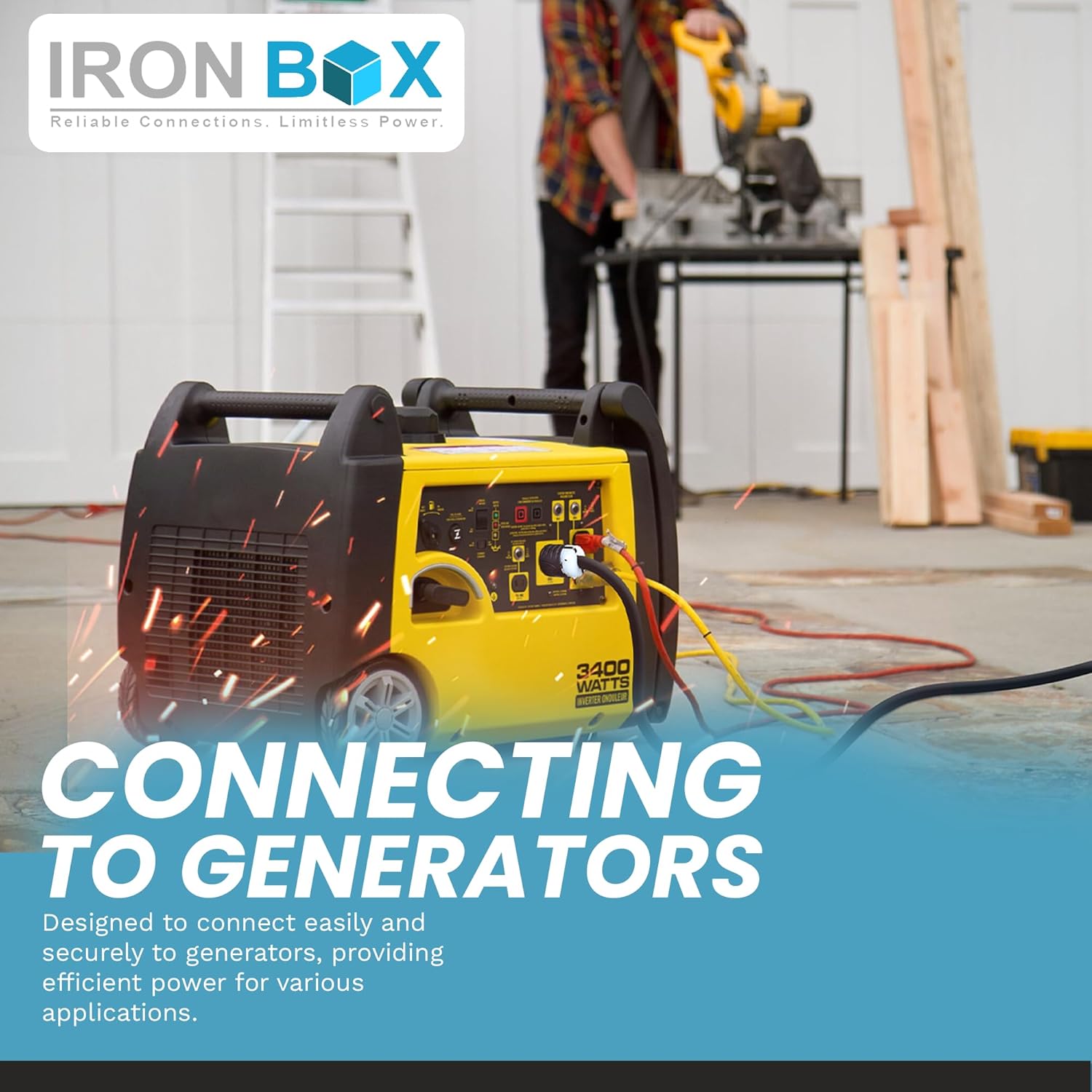 IronBox Electric - NEMA 6-15 Adapter Extension Power Cord - Rated for 15A/250V - 14 AWG Jacket - Heavy Duty Extension Cable - Weatherproof Design - Ideal for Indoor and Outdoor Use (10 feet, Molded)