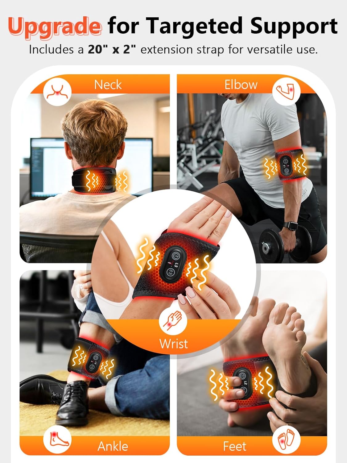 Red Light Therapy for Hand Wrist with Heat & Massage, 3000mAh Controller Infrared Light with 108 Beads Wrist Brace & Hands Wrap Pad for Knee Ankle Foot Joint - Image 5