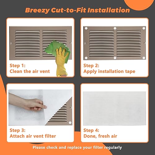 Miniatura 5 de GCGOODS Kit de filtro de ventilación de aire, medios electrostáticos de 20 x 90 pulgadas con cinta de instalación (más de 36 filtros por paquete),